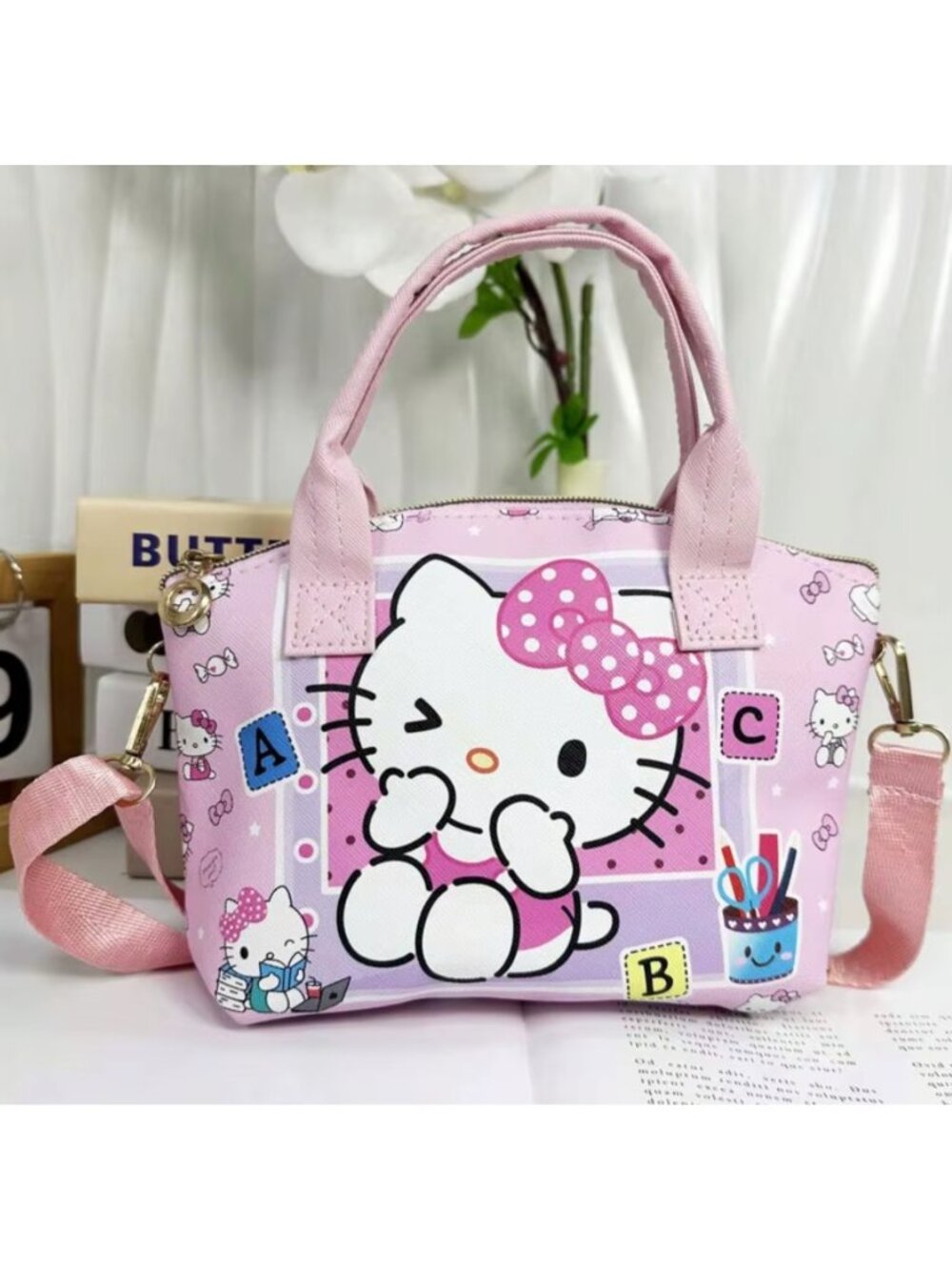 Hello Kitty Pink Mini Shoulder Tote Bag Crossbody Purse with Adjustable Strap